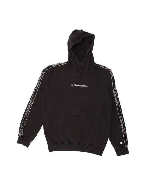 Vintage Champion Graphic Hoodie Jumper Medium In Black - view 1