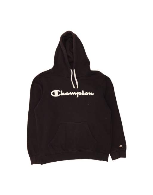 Vintage Champion Graphic Hoodie Jumper Medium In Black