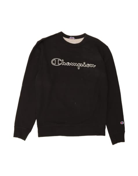 Vintage Champion Graphic Hoodie Jumper Medium In Black - view 1