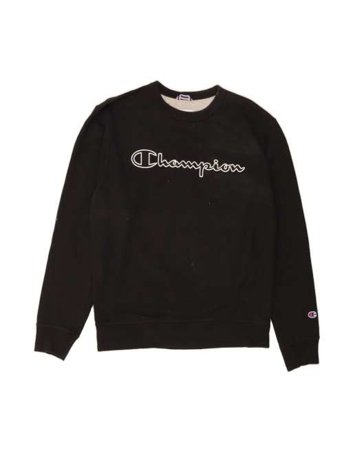 Vintage Champion Graphic Hoodie Jumper Medium In Black