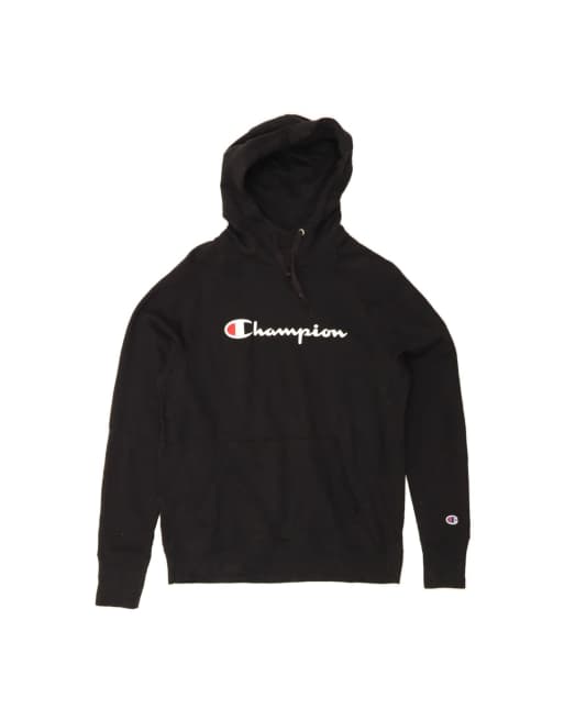 Vintage Champion Graphic Hoodie Jumper Medium In Black