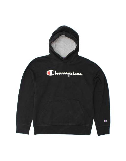 Vintage Champion Graphic Hoodie Jumper Medium In Black