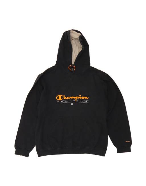 Vintage Champion Graphic Hoodie Jumper Medium In Black