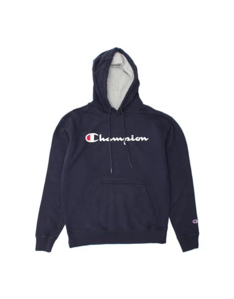 Vintage Champion Graphic Hoodie Jumper Medium In Blue - view 1