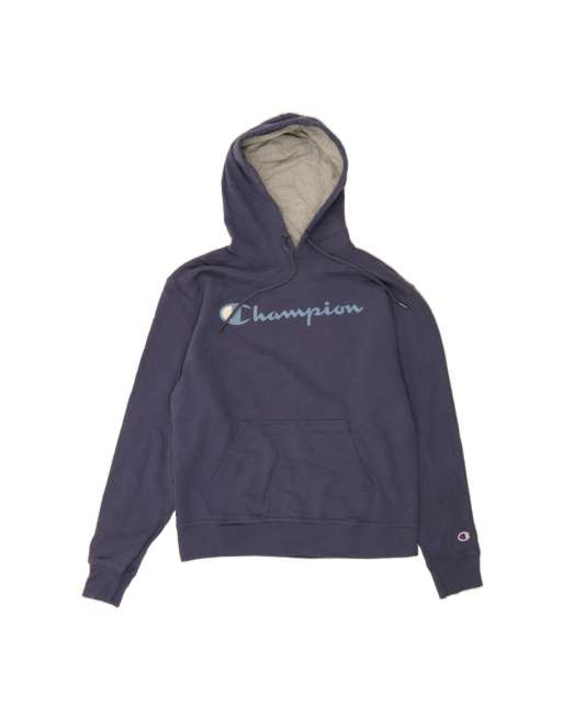 Vintage Champion Graphic Hoodie Jumper Medium In Blue