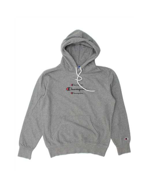 Vintage Champion Graphic Hoodie Jumper Medium In Grey