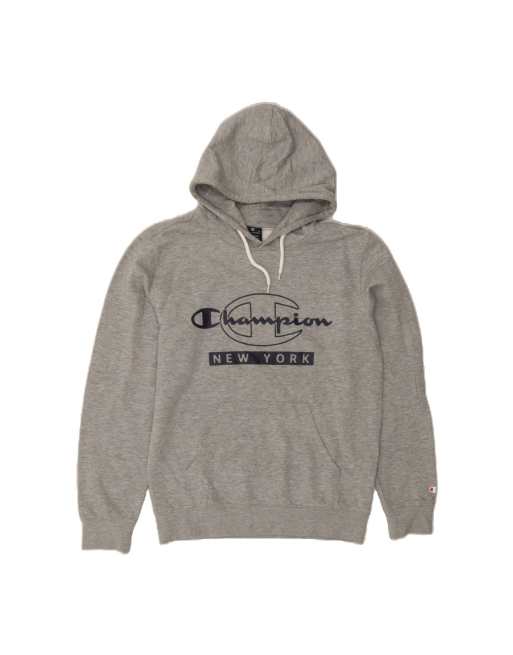 Vintage Champion Graphic Hoodie Jumper Medium In Grey