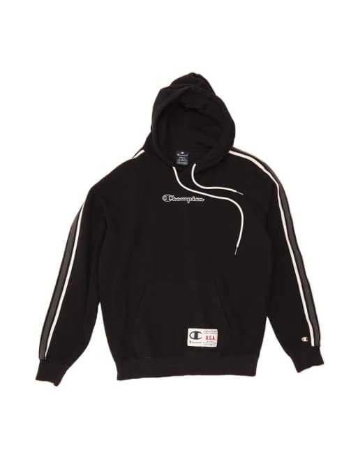 Vintage Champion Graphic Hoodie Jumper Small In Black Sports
