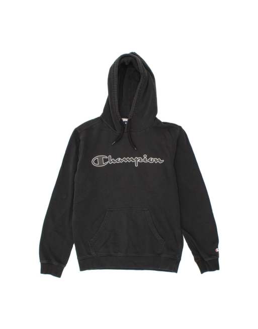 Vintage Champion Graphic Hoodie Jumper Small In Black