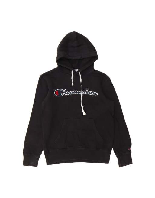 Vintage Champion Graphic Hoodie Jumper Small In Black