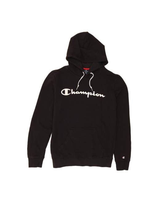 Vintage Champion Graphic Hoodie Jumper Small In Black