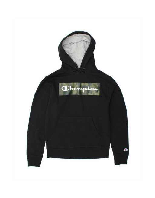 Vintage Champion Graphic Hoodie Jumper Small In Black