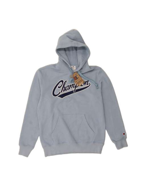 Vintage Champion Graphic Hoodie Jumper Small In Blue