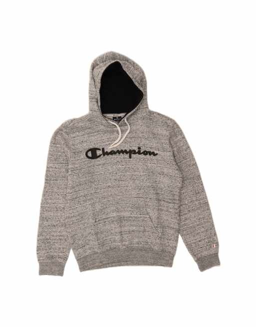 Vintage Champion Graphic Hoodie Jumper Small In Grey Flecked