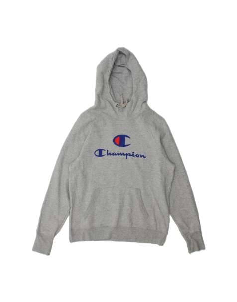 Vintage Champion Graphic Hoodie Jumper Small In Grey - view 1