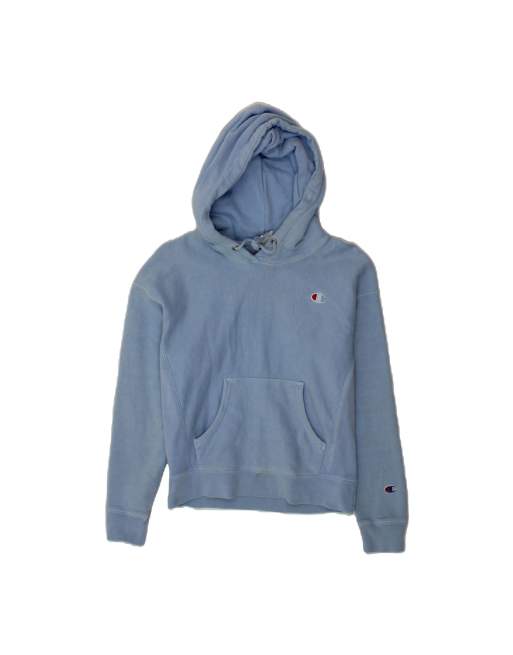 Vintage Champion Graphic Hoodie Jumper UK 10 Small In Blue
