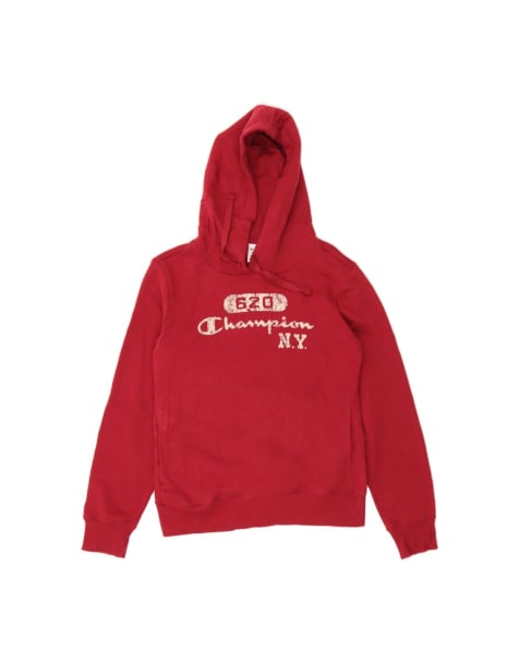 Vintage Champion Graphic Hoodie Jumper UK 12 Medium In Red - view 1