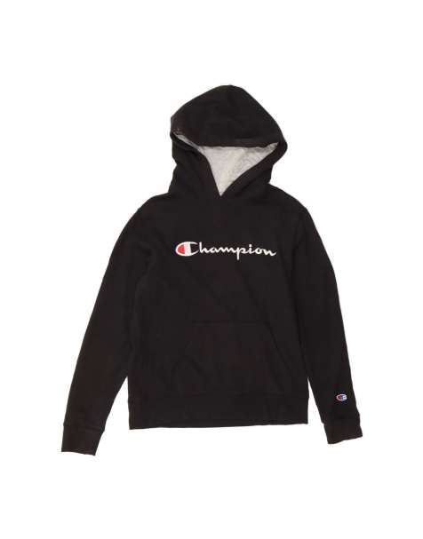 Vintage Champion Graphic Hoodie Jumper UK 14 Large In Black - view 1