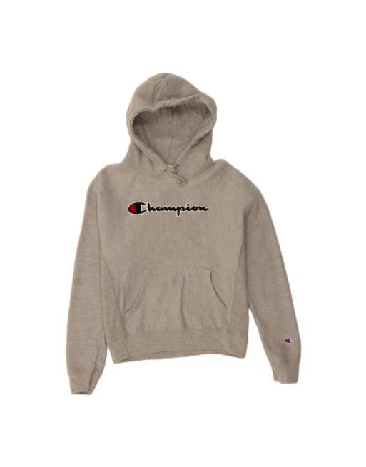 Vintage Champion Graphic Hoodie Jumper UK 14 Medium In Grey