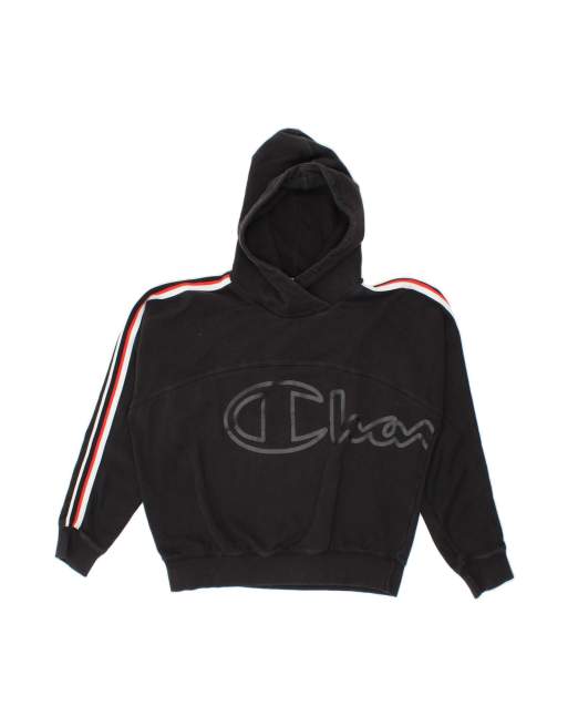 Vintage Champion Graphic Hoodie Jumper UK 16 Large In Black
