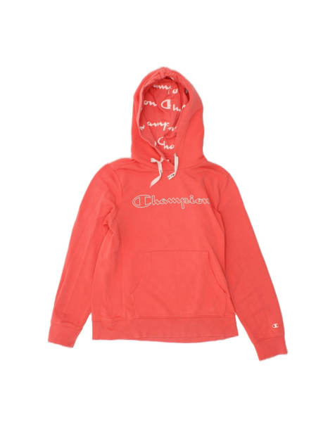 Vintage Champion Graphic Hoodie Jumper UK 16 Large In Pink - view 1