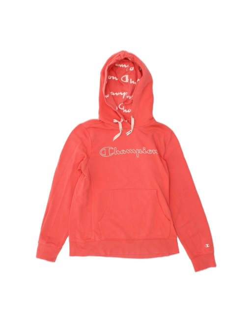 Vintage Champion Graphic Hoodie Jumper UK 16 Large In Pink