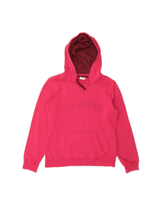 Vintage Champion Graphic Hoodie Jumper UK 16 Large In Pink