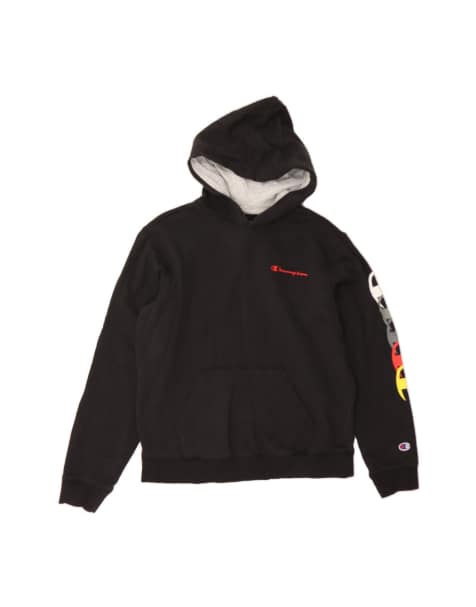 Vintage Champion Graphic Hoodie Jumper UK 18 XL In Black - view 1