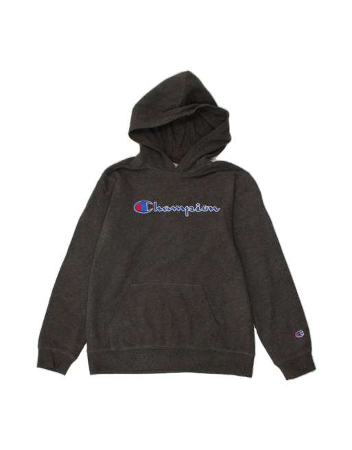 Vintage Champion Graphic Hoodie Jumper UK 18 XL In Grey