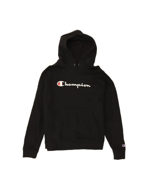 Vintage Champion Graphic Hoodie Jumper XL In Black - view 1