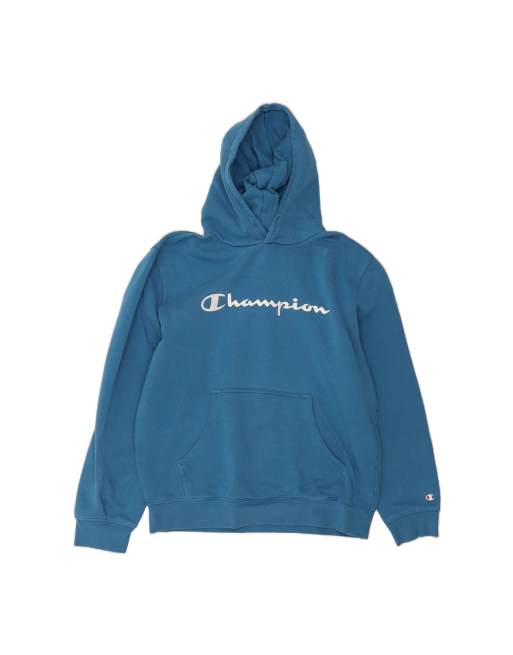 Vintage Champion Graphic Hoodie Jumper XL In Blue