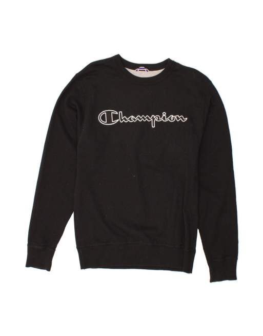 Vintage Champion Graphic Sweatshirt Jumper Large In Black