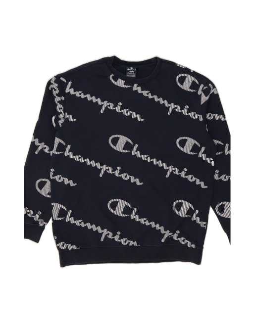 Vintage Champion Graphic Sweatshirt Jumper Large In Blue