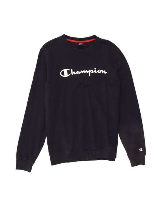 Vintage Champion Graphic Sweatshirt Jumper Large In Blue