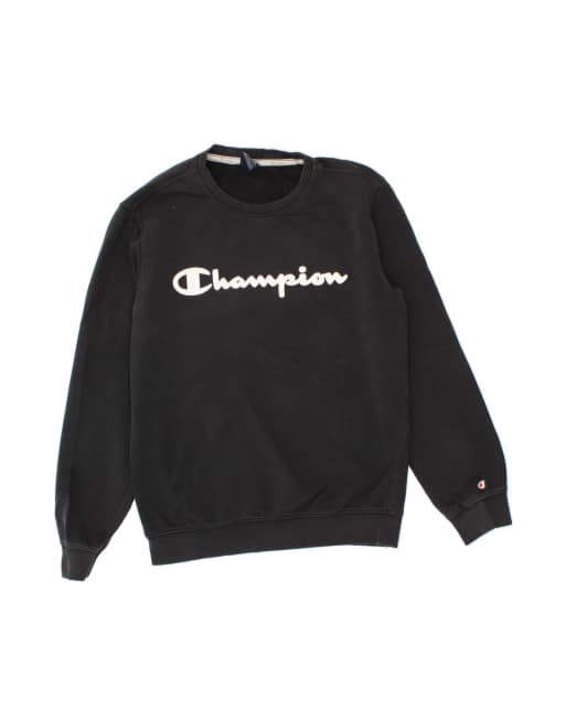 Vintage Champion Graphic Sweatshirt Jumper Medium In Black