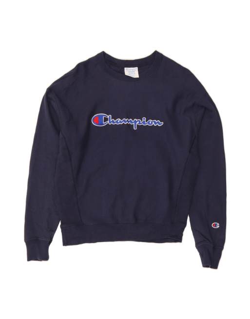 Vintage Champion Graphic Sweatshirt Jumper Medium In Blue Sports