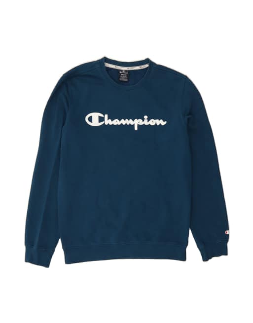 Vintage Champion Graphic Sweatshirt Jumper Medium In Blue