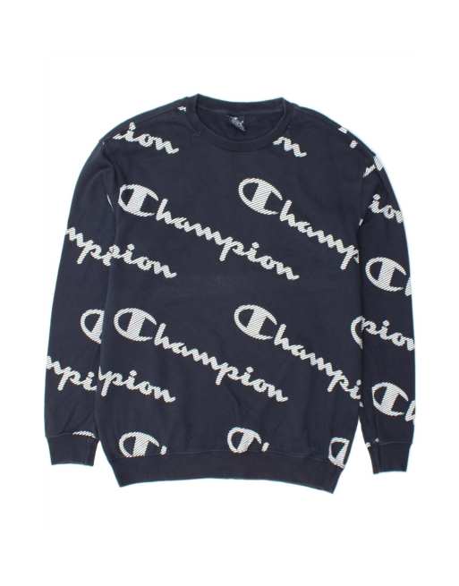 Vintage Champion Graphic Sweatshirt Jumper Medium In Blue