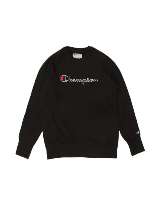 Vintage Champion Graphic Sweatshirt Jumper Small In Black