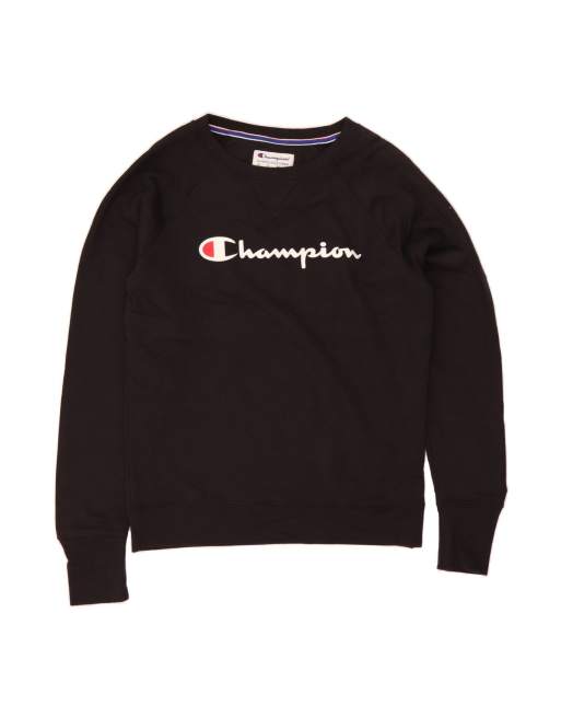 Vintage Champion Graphic Sweatshirt Jumper Small In Black