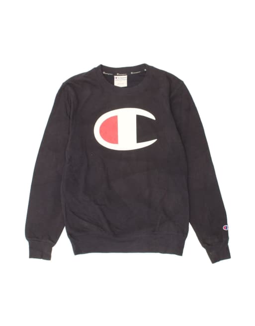 Vintage Champion Graphic Sweatshirt Jumper Small In Blue