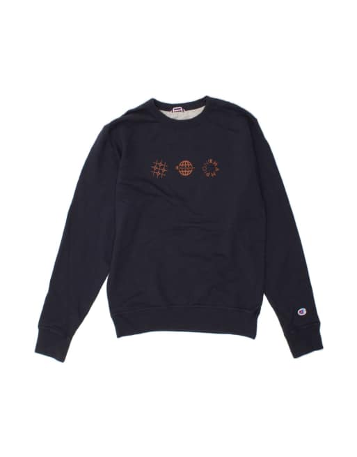 Vintage Champion Graphic Sweatshirt Jumper Small In Blue