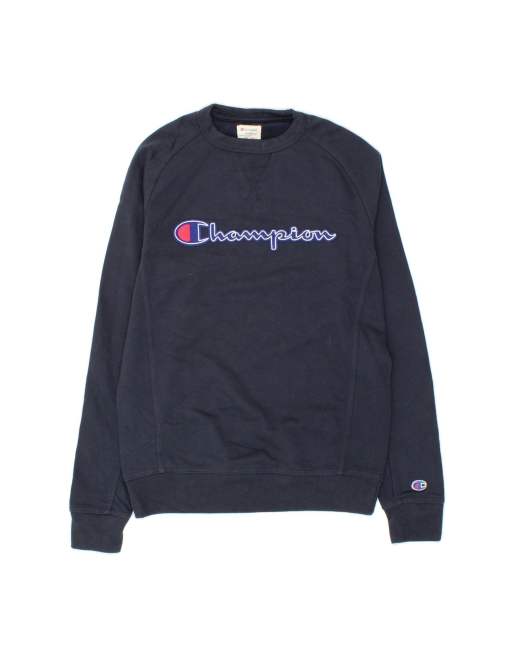 Vintage Champion Graphic Sweatshirt Jumper Small In Blue
