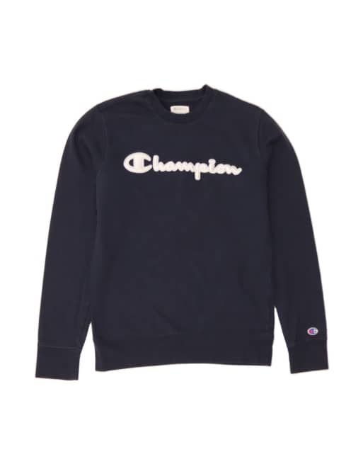 Vintage Champion Graphic Sweatshirt Jumper Small In Blue
