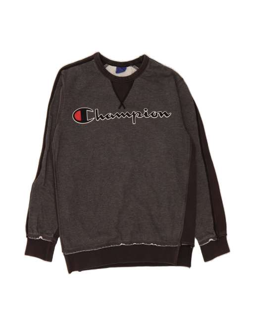 Vintage Champion Graphic Sweatshirt Jumper Small In Grey Colourblock