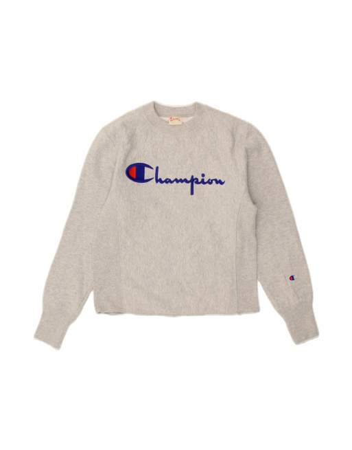 Vintage Champion Graphic Sweatshirt Jumper UK 10 Small In Grey