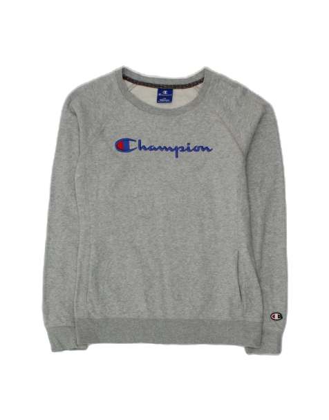 Vintage Champion Graphic Sweatshirt Jumper UK 14 Medium In Grey - view 1