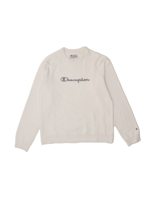 Vintage Champion Graphic Sweatshirt Jumper UK 14 Medium In White