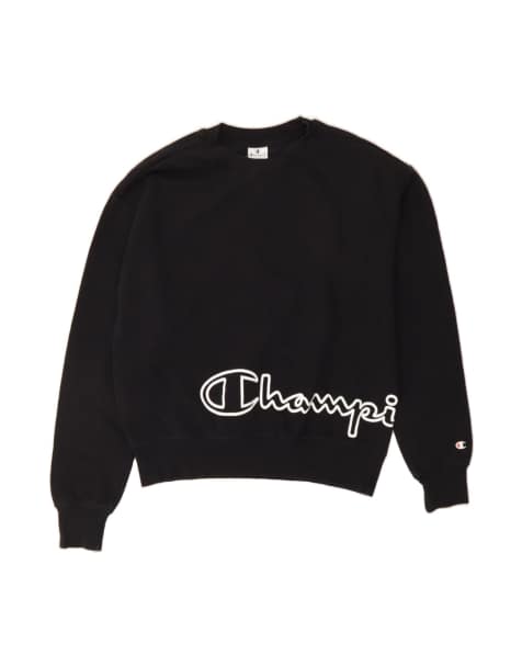 Vintage Champion Graphic Sweatshirt Jumper UK 16 Large In Black - view 1