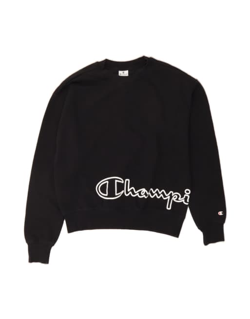 Vintage Champion Graphic Sweatshirt Jumper UK 16 Large In Black
